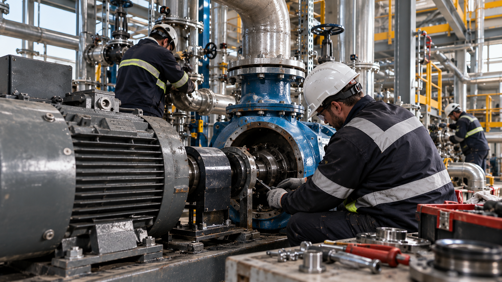 Técnico a reparar equipamento industrial