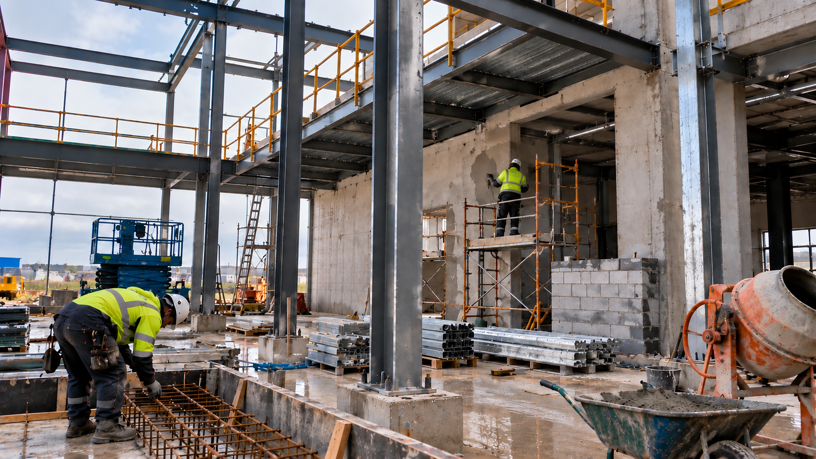 Obra de construção e reabilitação de edifício industrial